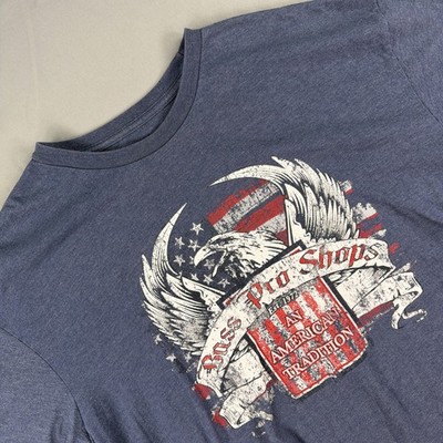 Bass Pro Shops T Shirt Mens XL Blue Eagle American Flag Graphic Short Sleeve