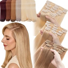 Clip in 100 Remy Russian Human Hair Extensions 8Pcs Full Head Short Medium Long