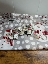 Winter Woner Lane, Holiday Woodlands Snowmen Fabric Shower Curtain with Hooks