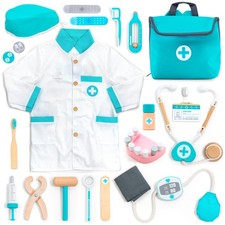 UMU  Wooden Doctor Kit for Kids   Doctor  Dentist Play Set for Toddlers with Dr