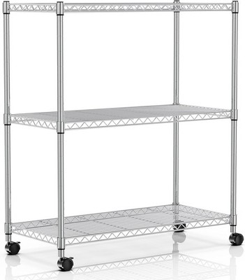 Heavy Duty Wheeled Chrome Shelving Unit 750 LBS Capacity Adjustable