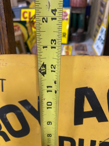 Letrero vintage de metal Roy Acuff's Dunbar Cave Tennessee 25" x 13" COLA GAS OIL - Imagen 8 de 9