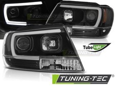 COPPIA SET FARI FANALI ANTERIORI TUNING GRAND CHEROKEE 1999- 05.05 LED TUBE NERI