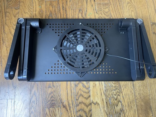 Black Laptop Cooling Pad w/ 1 Fan, USB-Powered Adjustable Stand for 15 in