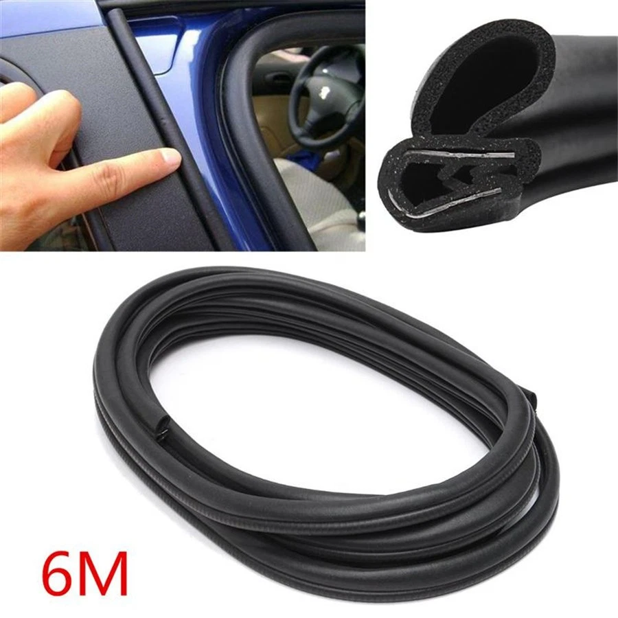 Black 6M B Type Car Door Pillar Noise Insulation Trim Edge Sealing Rubber Strip - Image 3 of 4