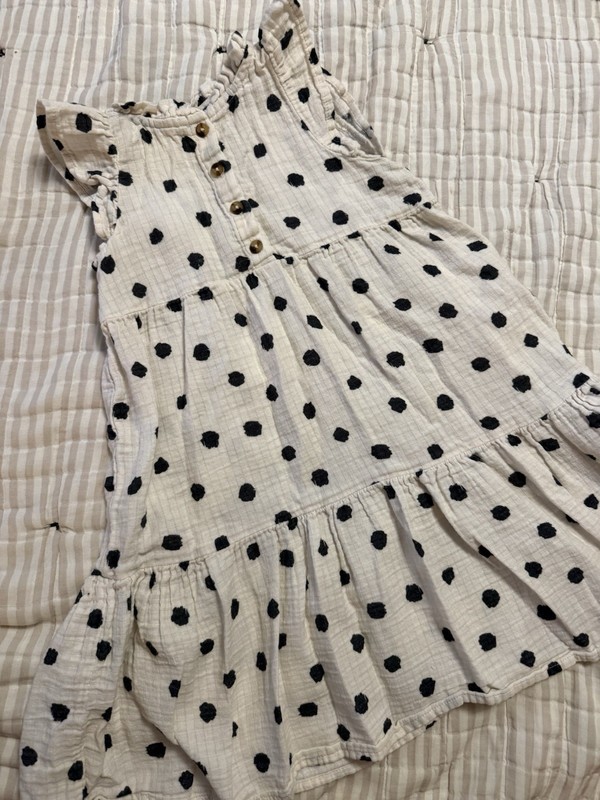 Toddler Girl Cat & Jack Sleeveless Dress Size XS 4/5 Flutter Sleeve Polka Dot