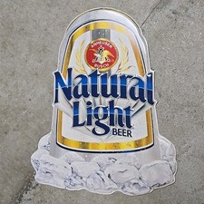 Natural Light Beer Vtg Anheuser Busch 1990 - Embossed Metal Sign Union Made