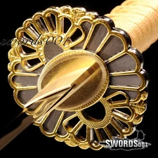 Gold Wheel Alloy Tsuba Hand Guard For Japanese Samurai Sword Katana Maintenance
