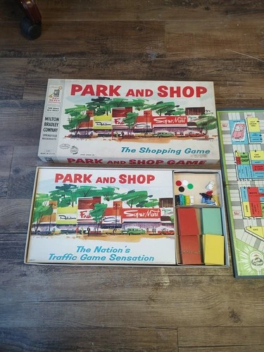 Vtg 1960 Milton Bradley PARK and SHOP Board Game - The Shopping Game - Incmplete
