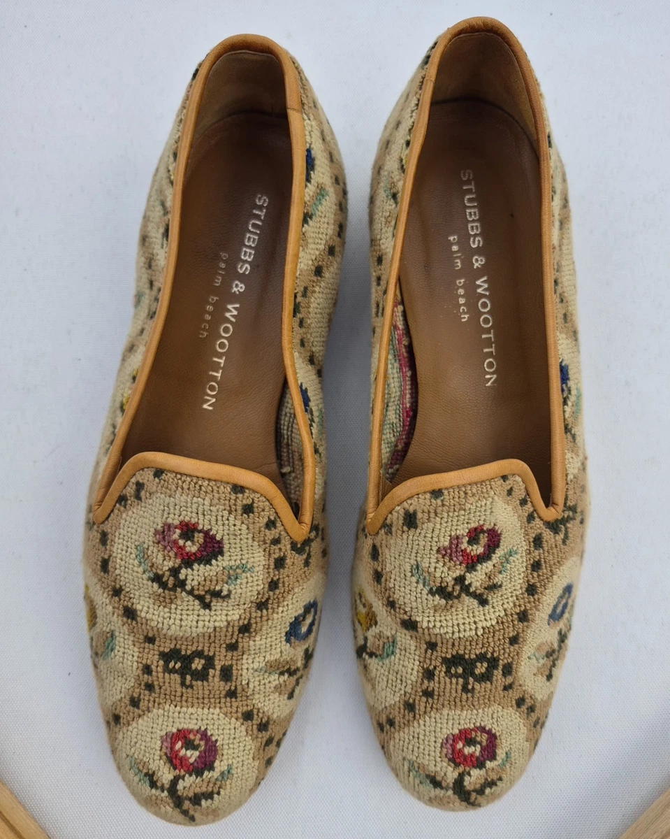 Stubbs & Wootton Beige Embroidered Floral Men\'s Loafers Stubbs & Wootton | Shoes | Stubbs Wootton Printed Loafers  main image 4