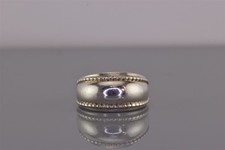 Sterling Silver 11mm Polished Domed Dotted Trim Band Ring 925 Sz: 8