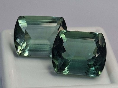 Natural  16-18 Ct Awesome Green Sapphire Fancy Cut Pair Loose Gemstone SP1149