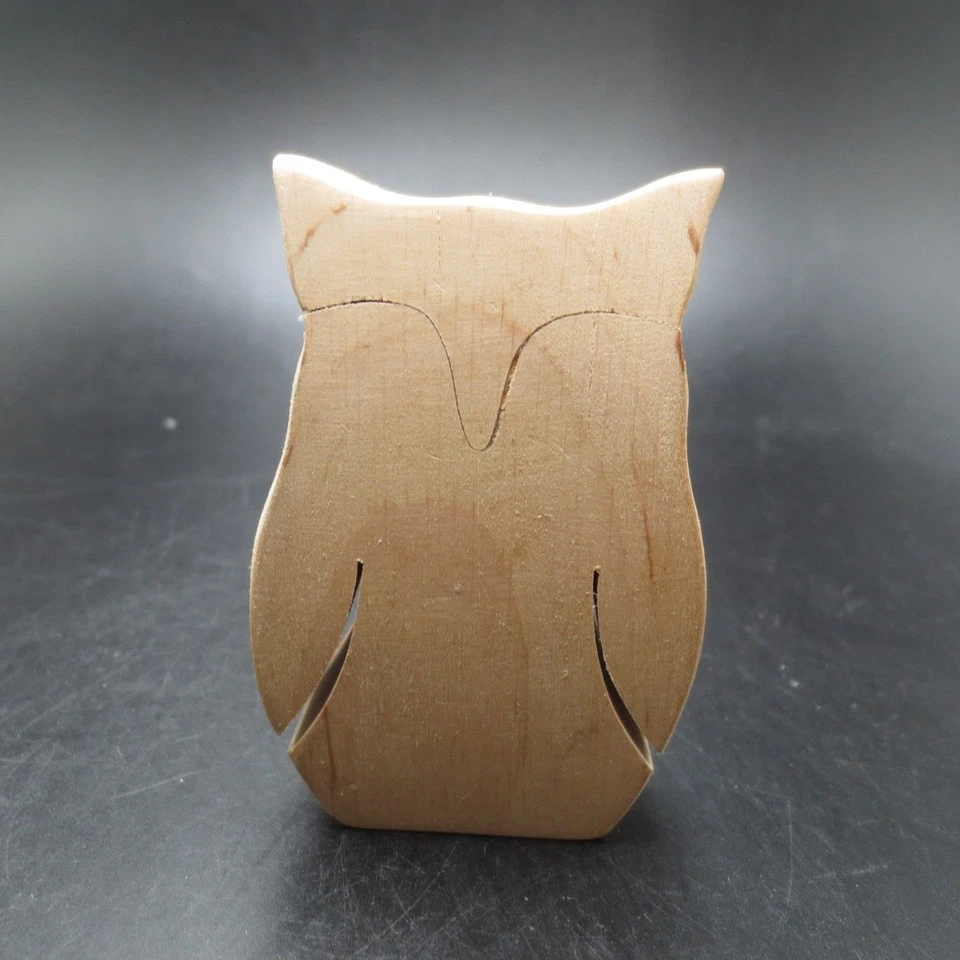 Wood Decor Owl Figurine Wildlife Bird Statue Sculpture 2.5 Inch Shelf Sitter - Image 4 of 4