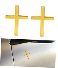 2PCS 3D Cross Stickers,Car Accessories Decals for Vehicles,Self Adhesive Gold