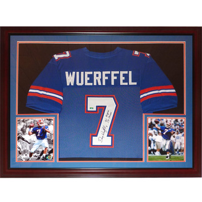 Danny Wuerffel Autographed Florida Gators (Blue #7) Deluxe Framed Jersey w/ ''96