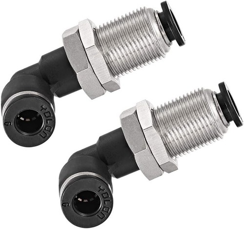 uxcell 2 End 6mm Tube Push Lock Elbows, M14 L Shape Bulkhead Union Air...