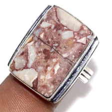 925 Silver Plated Decent Marble Jasper Ring Gemstone Handmade US 10 MJ