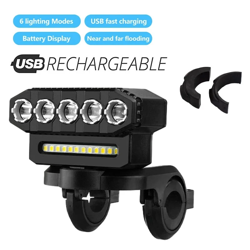 Bicycle Front Light Rechargeable MTB Bike Light Waterproof Outdoor Night Riding - Picture 1 of 20