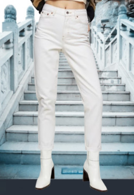 ZARA  Z1975 WHITE COTTON HIGH WAIST JEAN SIZE 8