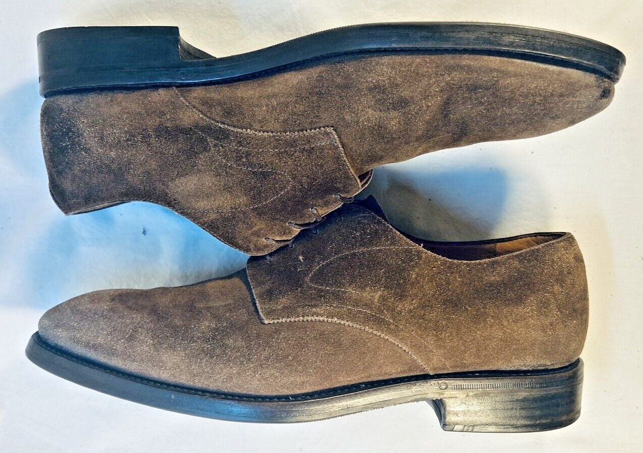 SAOLA Scarpe eleganti derby Bontoni 4 fori marroni pelle scamosciata punta piatta taglia 9 5 10 $1295+