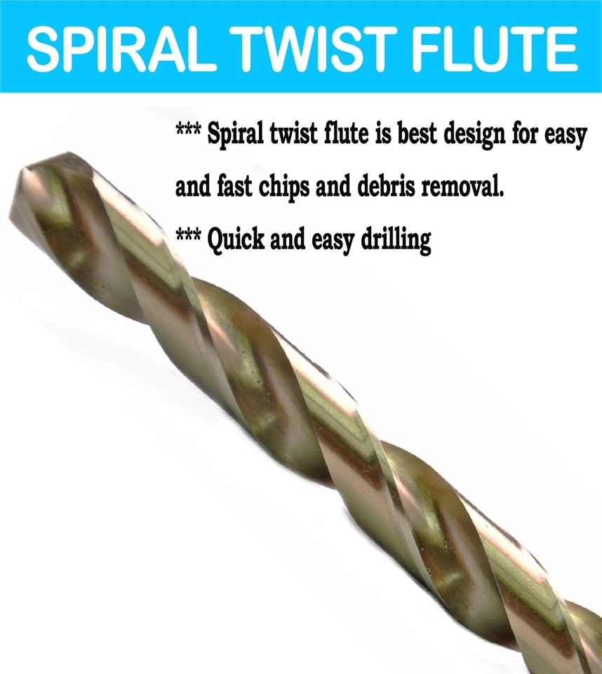 Cobalt Drill Bits 1/16"-1/2" M35 HSS Co Jobber Twist Drill Bit Drill Steel Metal - Image 4 of 4