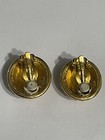 Stunning VTG Swarovski Aurora Borealis Crystal Gold Tone Button Clip-on Earrings — photo 3