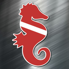  1 ONE Scuba Seahorse Decal Sticker Car Boating Boat Fishing Rod Diving Beach