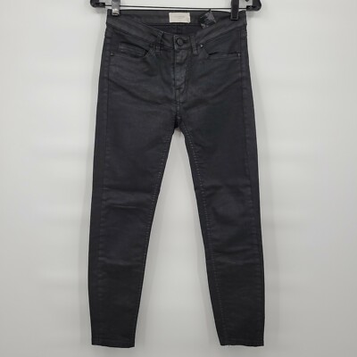Eleven Paris Women Black Mid Rise Skinny Ankle Zip Stretch Jeans Size 25