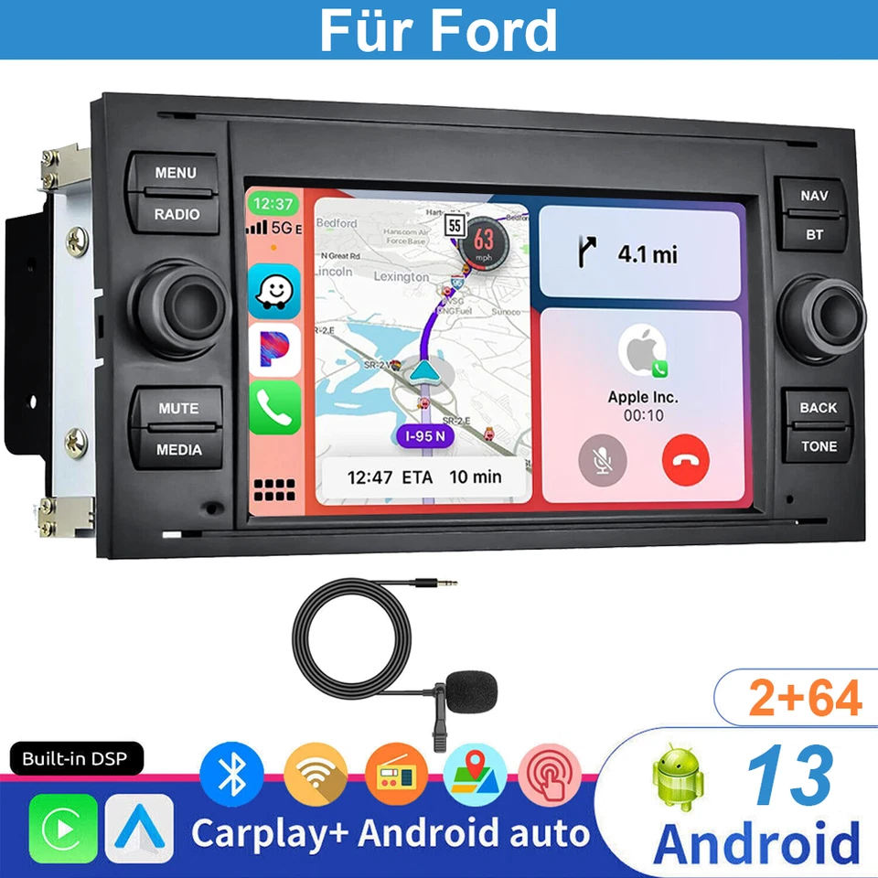 DE 7" 64G Android 13.0 Autoradio Apple Carplay+Kamera Für Ford C/S-Max 2006-2009 - Bild 2 von 4