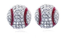 Clear Crystal Baseball Ball Sport Stud Earrings Gift for Baseball Girl e103