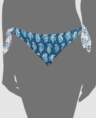 Lauren Ralph Lauren Women Blue Print Mix Tie Scoop Hipster Swim Bottoms Size 8