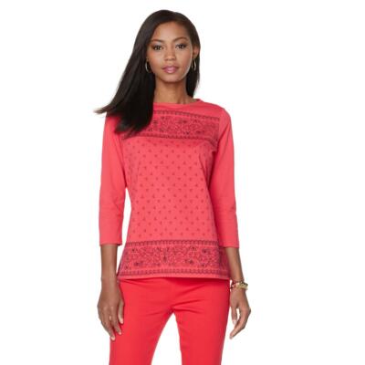 DG2 by Diane Gilman Bandana Print Tee 468136-(K-5) (Medium)