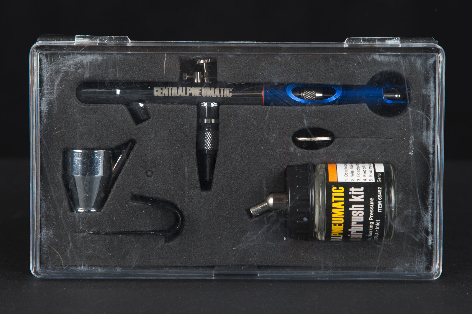 Central Pneumatic Deluxe BLUE Air Brush Kit w/ Case 60 psi USED eBay