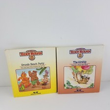 2 Vintage Teddy Ruxpin Books 1985  1986 The Airship and Grundo Beach Party HTF
