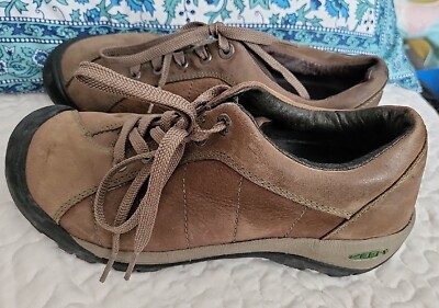 Keen Presidio Walnut Brown Leather Lace Up Low Top Hiking Shoes Womens Size 8.5