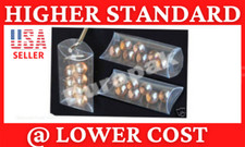 50 pk 3x2x11/16" Clear PVC Pillow Box Round Hang Hole 2-in-1 Favor Display Boxes