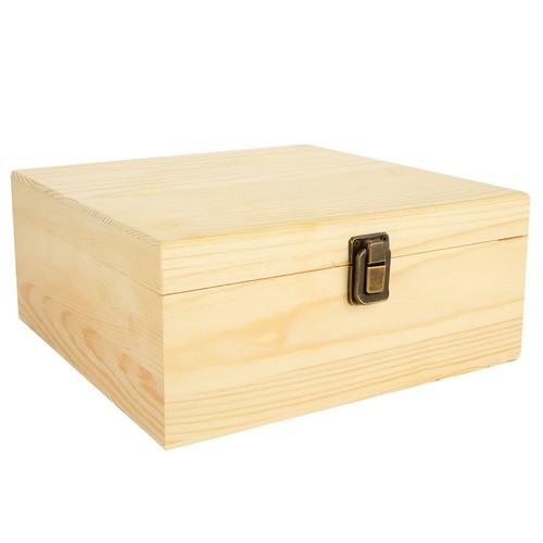 9x9x4 Inch Unfinished Wooden Box with Hinge Lid for DIY Craft Jewelry Gifts - 第 1/7 張圖片