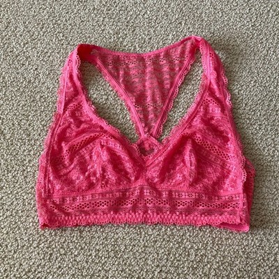 Victoria s Secret Hot Pink Bralette Racerback Light Support Long Line Small