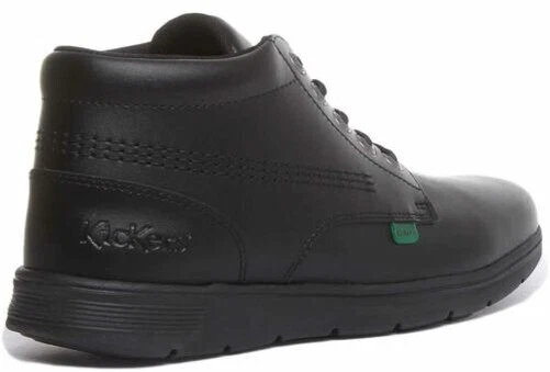 Kickers Kelland Hi Juventud Botas de Cuero con Cordones en Negro Talla UK 3-6 - Imagen 3 de 4