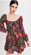 FARM RIO Wild Leopards Black Midi Dress $195 MSRP Size S