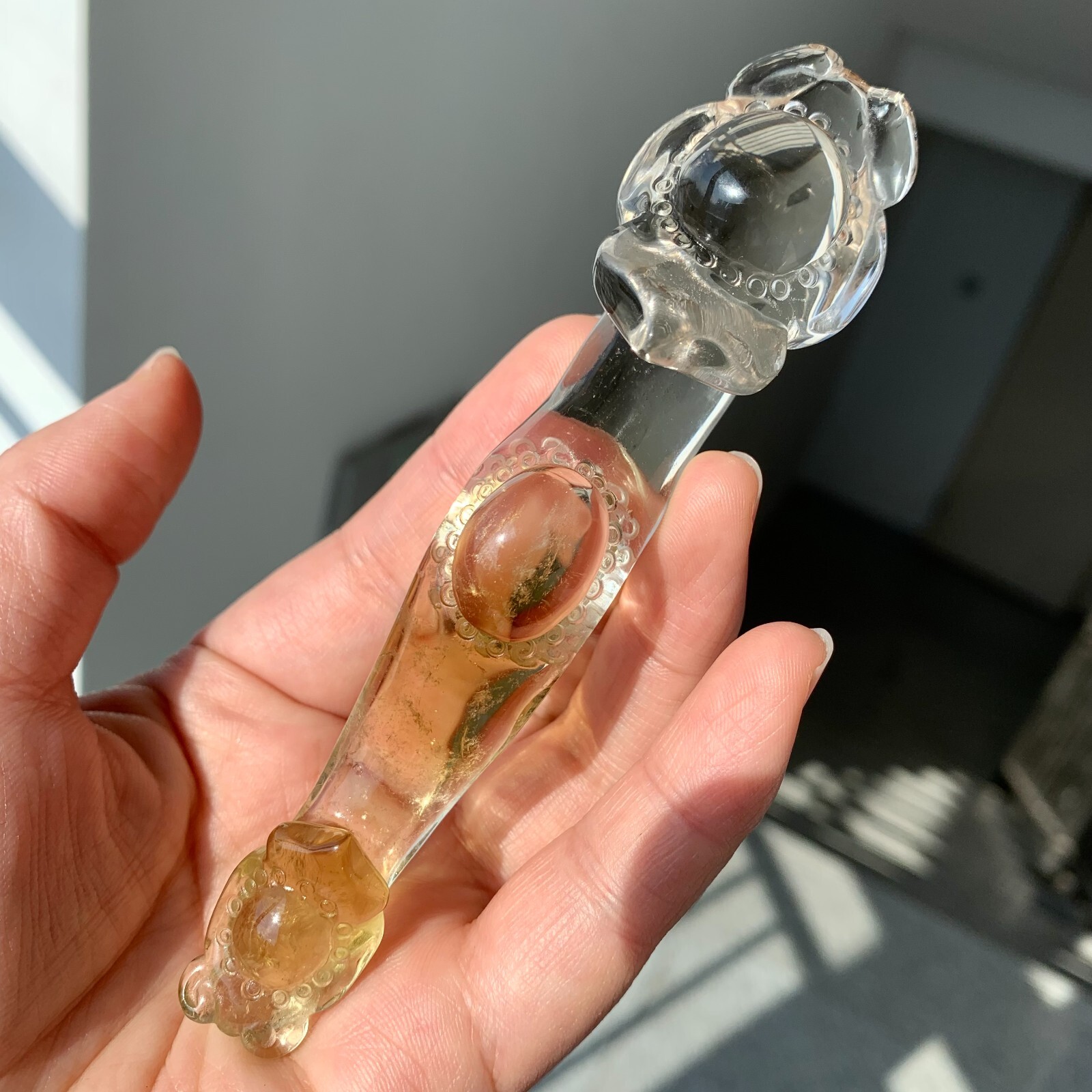 68g Hand-Carved Natural Citrine Ruyi Reiki Mineral Specimen Holiday Gift Decor