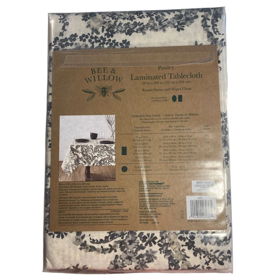 Mantel laminado cachemira gris abeja y sauce 60x102 resiste manchas ¡Nuevo! Foto 3 de 4