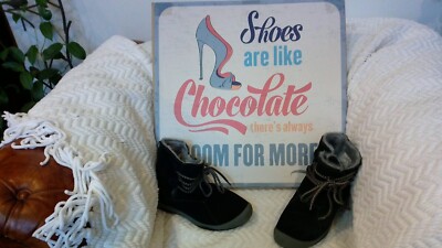 Eddie Bauer Hydra Winter Boots Black Suede Cozy Warm Winter Booties Size 9M NICE