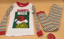 Dr. Seuss The Grinch Toddler Long Sleeve Always Nice Christmas Pajamas New 5T