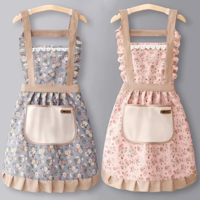 Floral Cute Apron Smock Pocket Lace Princess Dinner Cooking Bar Pinafore