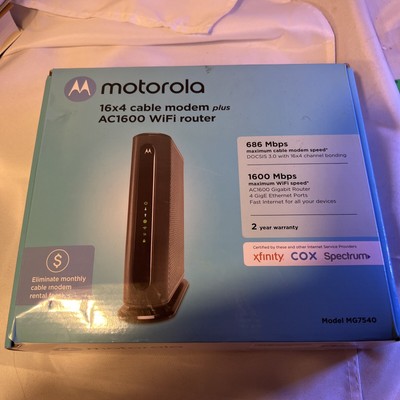 MOTOROLA MG7540 16X4 CABLE MODEM AC1600 WIFI ROUTER, EUC WYSIWYG, Internet WiFi