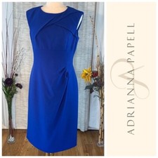 Adrianna Papell solid royal blue sleeveless sheath dress.