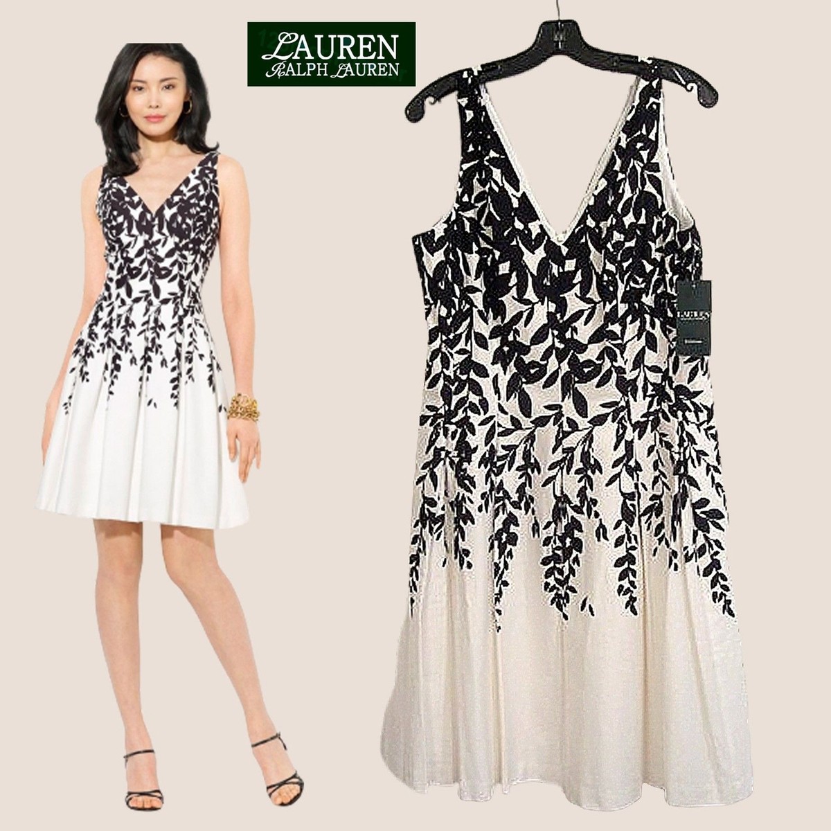 Lauren Ralph Lauren NEW Floral Vines Sleeveless Fit & Flare Dress 12