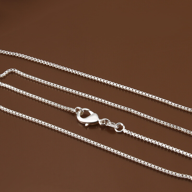 925 Sterling Solid Silver 1MM/1.5MM/2MM Box Chain Necklace For Women 16 ...