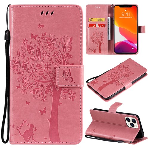Para Samsung Galaxy 3D Repujado Gato y Árbol Abatible Billetera Cuero PU Estuche Teléfono Cubierta - Imagen 5 de 24